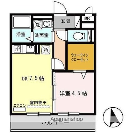 セヴェルＳｅｔａⅣ[1DK/35.1m2]の間取図
