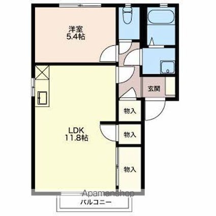 フレグランス一由Ａ棟[1LDK/42.48m2]の間取図