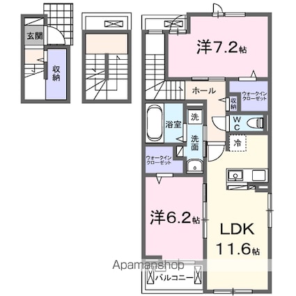 ハピネスⅠ番館[2LDK/71.07m2]の間取図