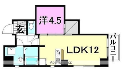 ライフコート湊町[1LDK/44.9m2]の間取図