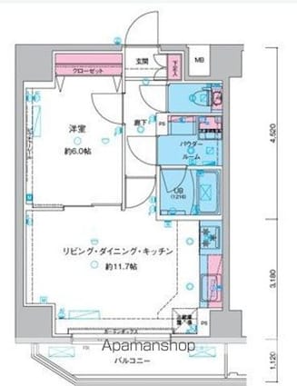 ＧＥＮＯＶＩＡ三ノ輪Ⅲｓｋｙｇａｒｄｅｎ[1LDK/41.96m2]の間取図