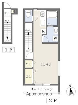 ウィンドグレイスＢ棟[1K/36.25m2]の間取図