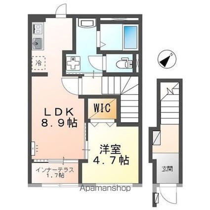 ルミエール・ドール　輝[1LDK/42.31m2]の間取図
