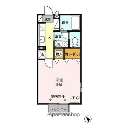 千葉県千葉市若葉区高品町[1K/26.93m2]の間取図