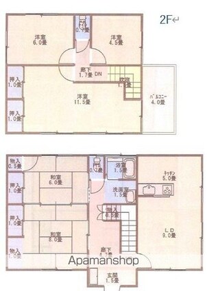 本町御城道貸家[5LDK/118.85m2]の間取図