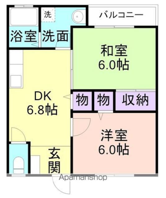 ベルハウス津秦[2DK/45.86m2]の間取図