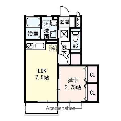 サーキディット[1LDK/33.39m2]の間取図