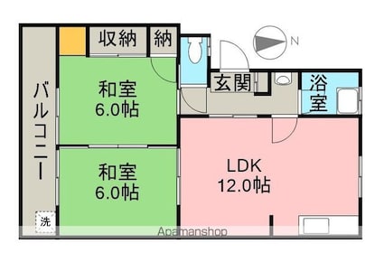 愛媛県新居浜市宇高町１丁目[2LDK/50.58m2]の間取図