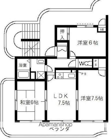 立川市若葉町のマンションの間取り