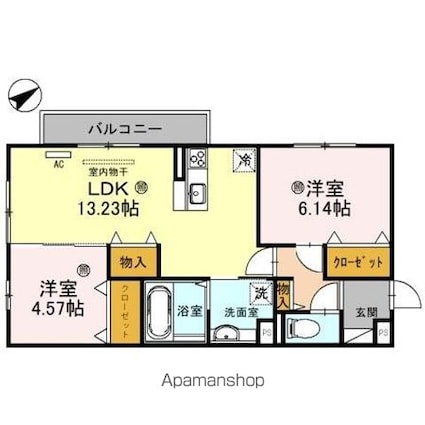 ソラーレ善[2LDK/57.78m2]の間取図