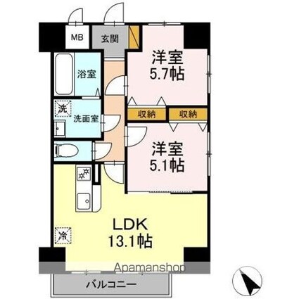 Ｋ・Ｍおおたかの森　住居[2LDK/55.35m2]の間取図