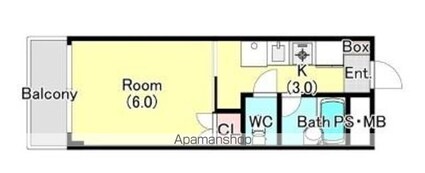 東京都昭島市大神町２丁目[1K/20.11m2]の間取図