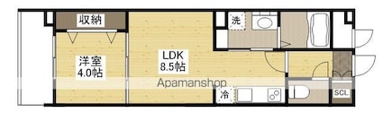 ＦＬＡＸ十日市[1LDK/32.54m2]の間取図