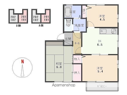 シャルマンハイツＢ[3DK/50.66m2]の間取図