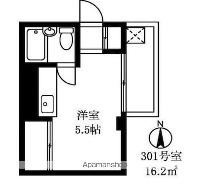 東京都世田谷区三宿２丁目[1R/16.2m2]の間取図