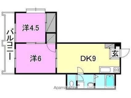 カサグランデ市坪[2DK/34m2]の間取図
