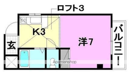 キクコビル[1K/25.84m2]の間取図