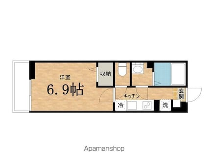 東京都日野市旭が丘１丁目[1K/22.35m2]の間取図