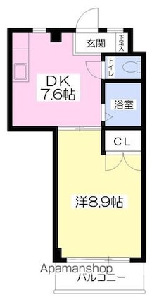 樋又西ハイツ[1DK/33.44m2]の間取図