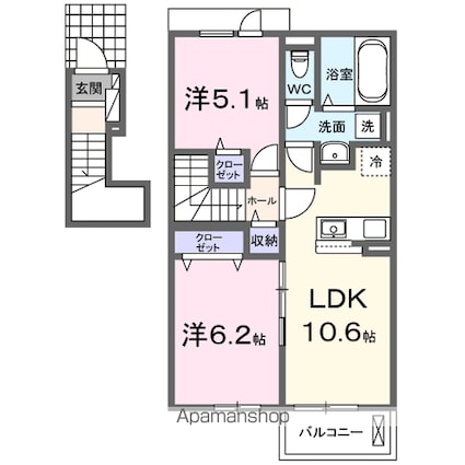 ナチュール　メゾン[2LDK/52.82m2]の間取図