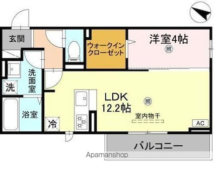 Ｇ　．Ｌ　Ｔａｋａｋａｉｃｈｏｕ（ジーエルプラスタカカイチョウ[1LDK/41.86m2]の間取図
