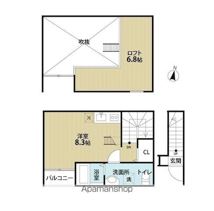 ハーベスト蘇我[1R/25.07m2]の間取図