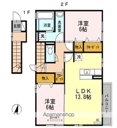 ラヴィアンローズ　Ｃ棟[2LDK/72.28m2]の間取図