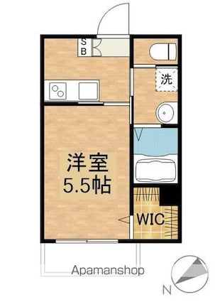 ＭＥＬＤＩＡ東小金井[1K/22.04m2]の間取図