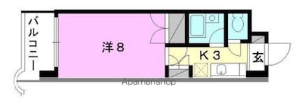オクタワーズ松山道後[1K/24.69m2]の間取図