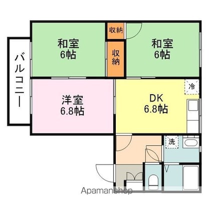 広島県福山市加茂町大字下加茂[3DK/54.81m2]の間取図
