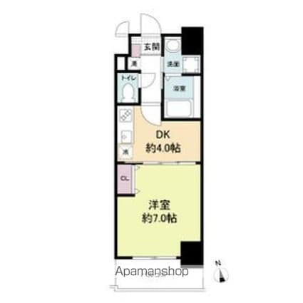 イクスコート大津駅前[1DK/29.48m2]の間取図