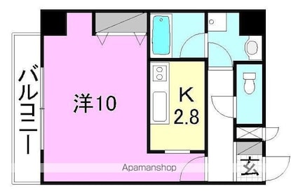 アスプラス横河原[1K/33.63m2]の間取図