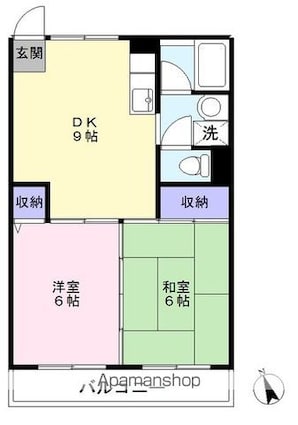 吉田マンション[2DK/46.98m2]の間取図