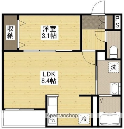 月光福山東壱番館[1LDK/29.3m2]の間取図