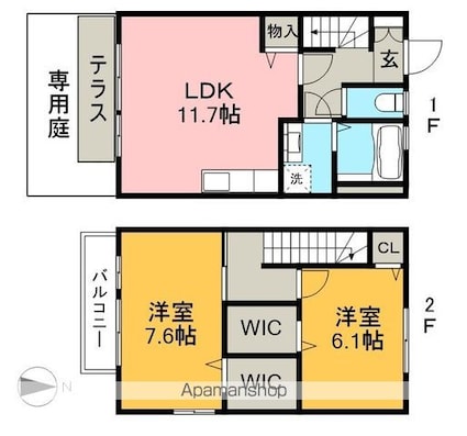 ルミエールあぞの[2LDK/66.79m2]の間取図