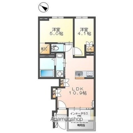 Ｌａ・ｅｓｃａｌｉｅｒ（ラエスカリエ）[2LDK/48.61m2]の間取図