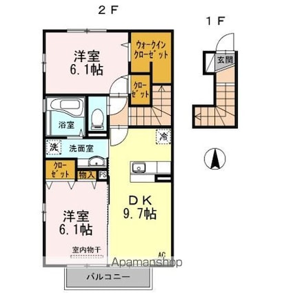セジュール城山Ⅲ[2DK/59.46m2]の間取図