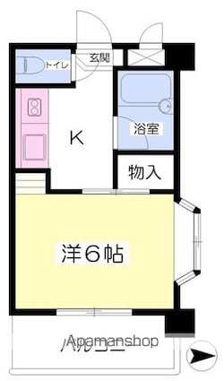 サウンドピア松山Ⅰ[1K/20.3m2]の間取図