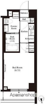 東京都中野区江原町２丁目[1K/27.88m2]の間取図