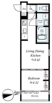 ＧＲＡＤＵＳ拝島[1LDK/28.54m2]の間取図