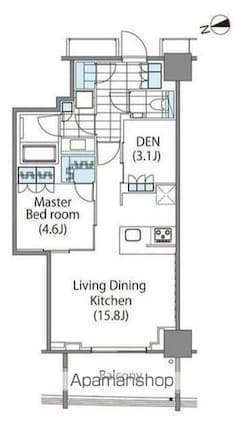コンフォリア新宿イーストサイドタワー[1LDK/55.47m2]の間取図