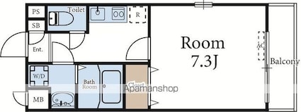 アンプルールフェール十条[1K/24.48m2]の間取図