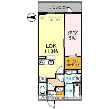 フリーデＳＴＡ[1LDK/41.67m2]の間取図