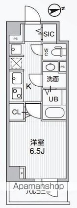東京都中野区上高田２丁目[1K/25.26m2]の間取図