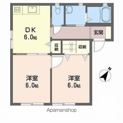 ナチュールＪ[2DK/43.01m2]の間取図