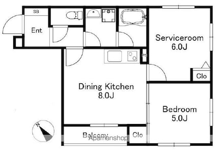 ＫＡＳＨＩＷＡ　ＰＬＡＣＥ[2DK/42.56m2]の間取図