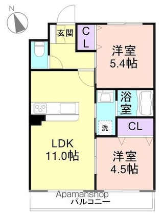 和歌山県和歌山市六十谷[2LDK/47.52m2]の間取図