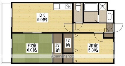 アーバン新徳田[2DK/50m2]の間取図