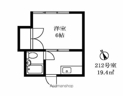 東京都世田谷区大原１丁目[1K/20m2]の間取図