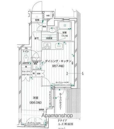 東京都世田谷区若林３丁目[1DK/36.14m2]の間取図
